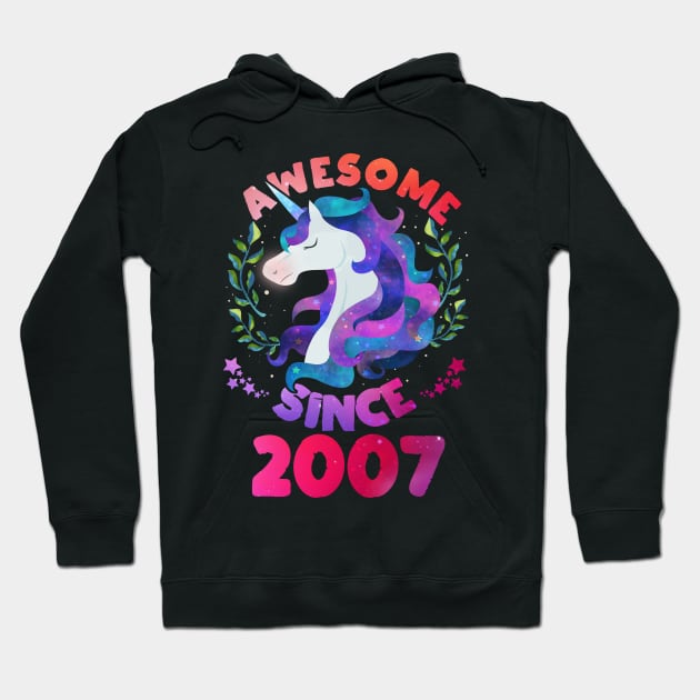 Cute Awesome Unicorn Since 2007 Funny Gift Hoodie by saugiohoc994